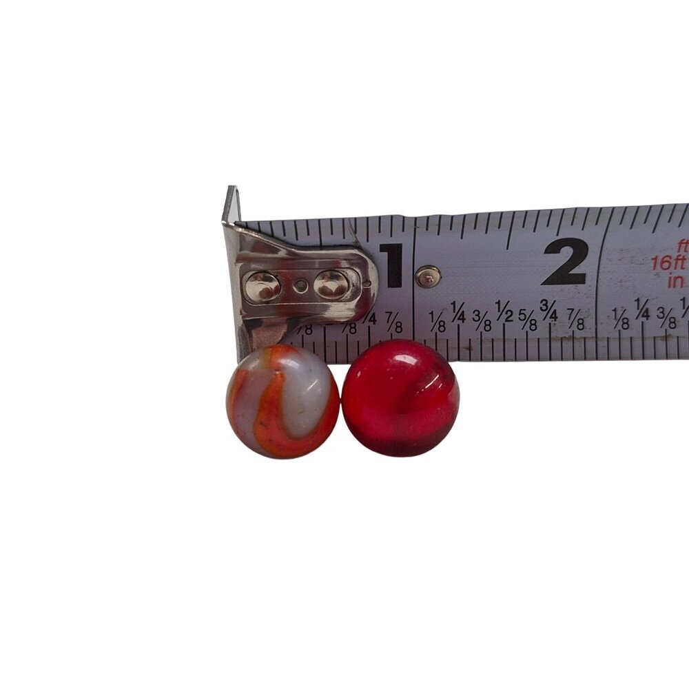 Vintage Glass Marbles - Red Single-Color & Swirl Pattern Collectibles